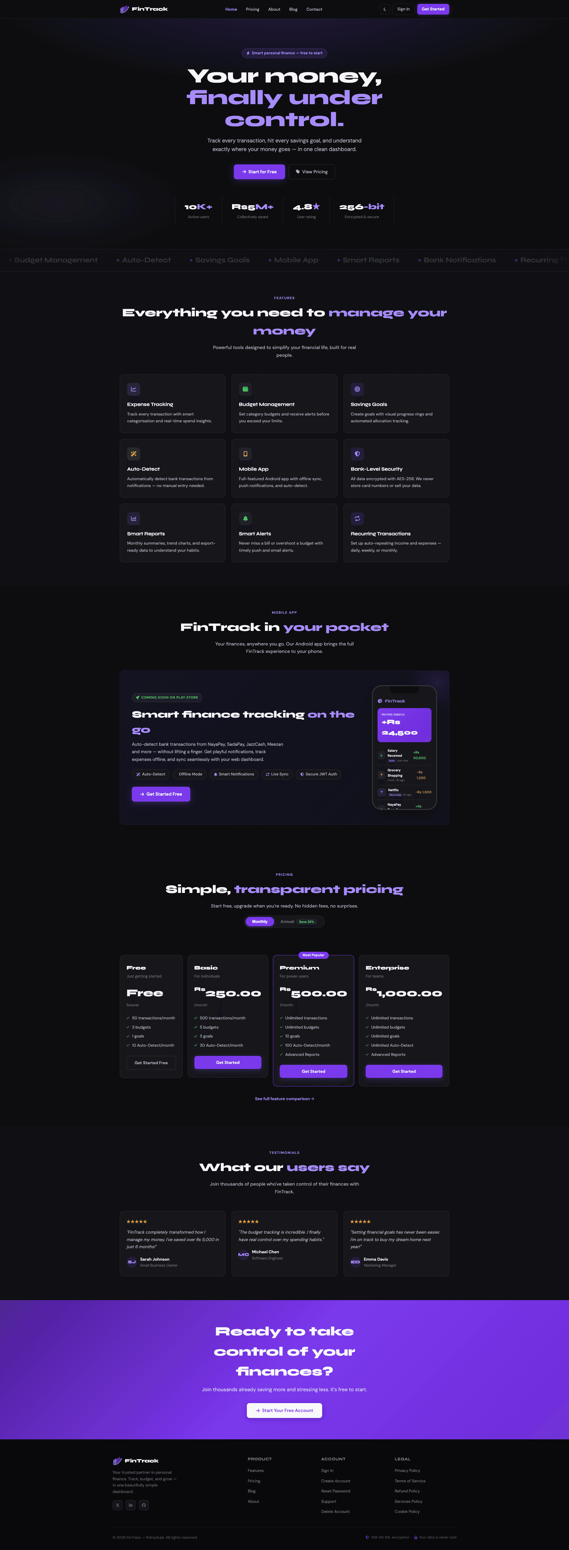 FinTrack website preview